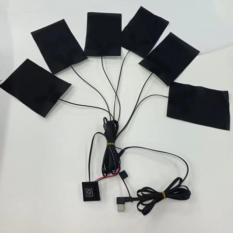 6-در-1 پد گرمایش سفارشی برای لباس هر 10 X 15cm سیاه 5V USB با سوئیچ