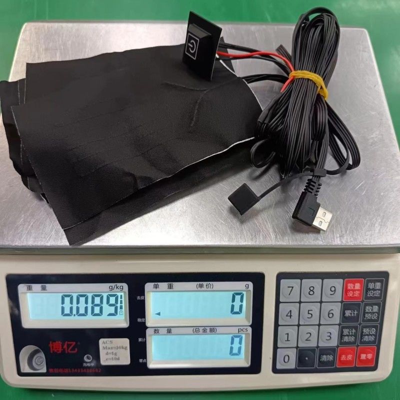 6-در-1 پد گرمایش سفارشی برای لباس هر 10 X 15cm سیاه 5V USB با سوئیچ