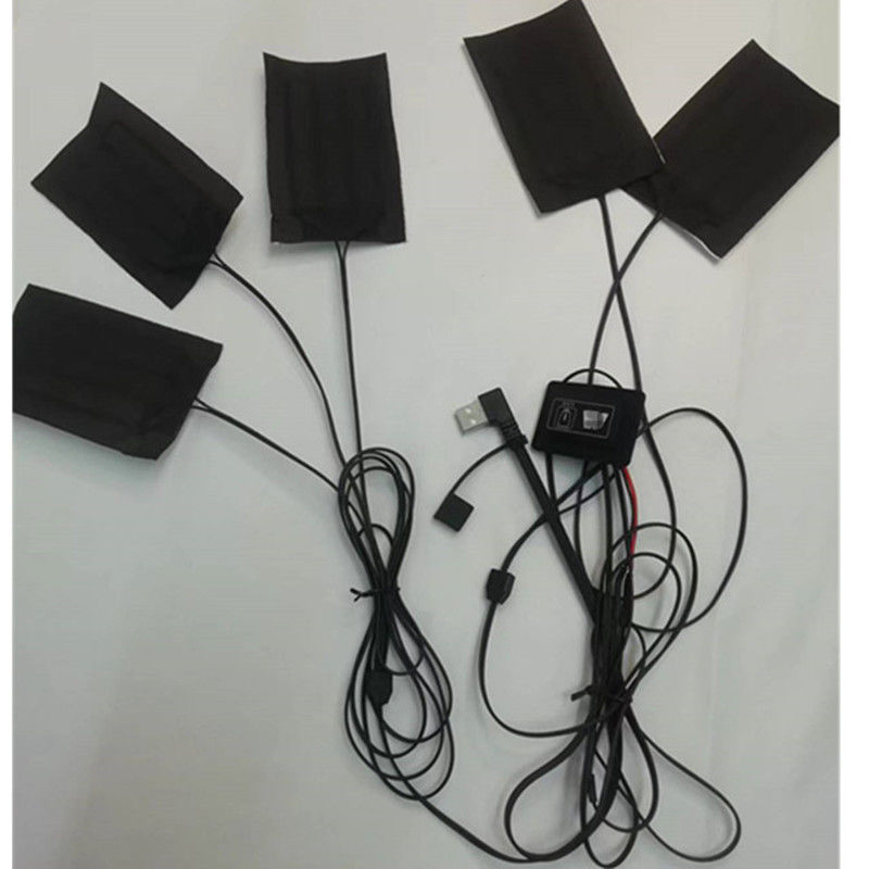 پد گرمایش فیبر کربن 5pads 7x11cm یک یا دو دکمه سوئیچ برای لباس