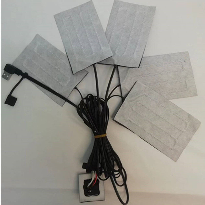 پد گرمایش فیبر کربن 5pads 7x11cm یک یا دو دکمه سوئیچ برای لباس