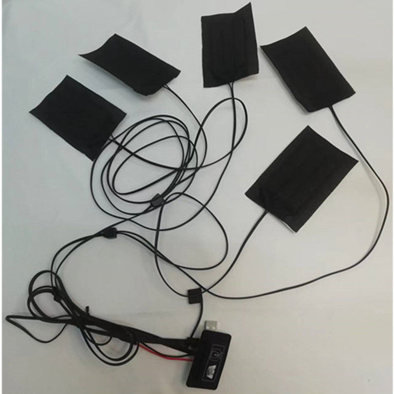 پد گرمایش فیبر کربن 5pads 7x11cm یک یا دو دکمه سوئیچ برای لباس