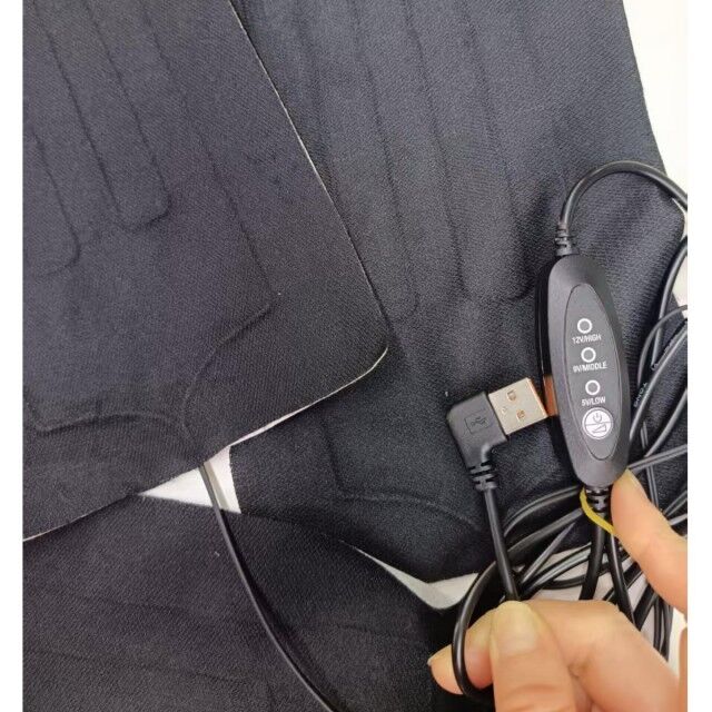 پد گرمایشی سفارشی 30X15 سانتی‌متر 3 پد در یک بخاری پارچه‌ای 12 ولت با کنترلر سوئیچ USB برای صندلی گرمایشی